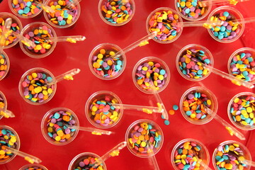 Colored birthday candies
