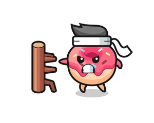 doughnut cartoon illustration as a karate fighter © heriyusuf