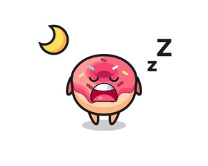 doughnut character illustration sleeping at night