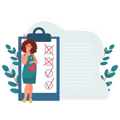 pregnancy loss, abortion, Miscarriage concept. Woman is crying in hospital or clinic. She lost her child. Flat Vector illustration.

