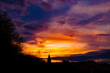 sunset in the city