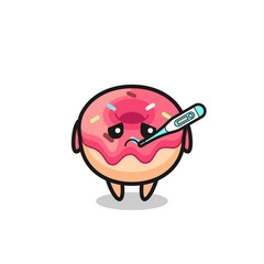 doughnut mascot character with fever condition