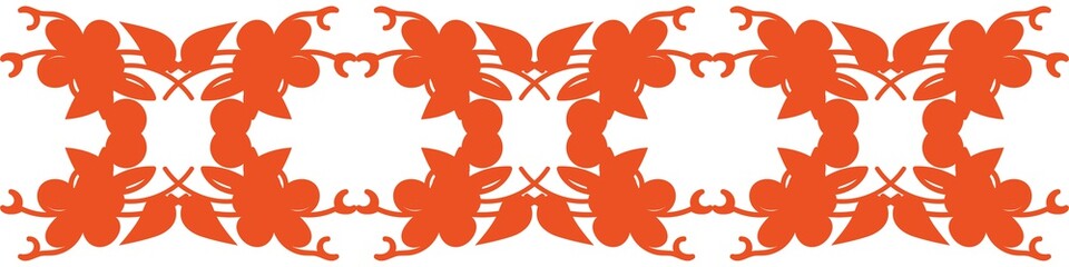 Seamless abstract motif ornament, floral vector elements, border pattern, braid, lace, edges, orange color