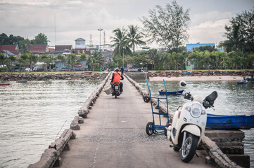 Concrete Bridge, Ban Bang Phra Fishing Boat Pier, Thailand