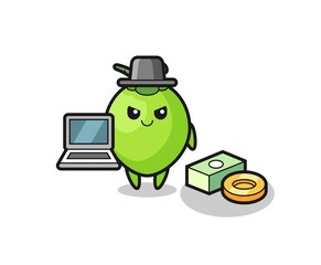 Mascot Illustration of coconut as a hacker