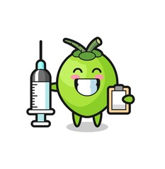 Mascot Illustration of coconut as a doctor