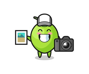 Character Illustration of coconut as a photographer