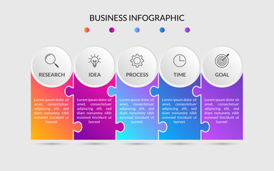 Business infographic template with icon. Infographic timeline 5 step or option.