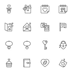 Valentine's day line icons set