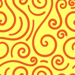 Fototapeta premium Seamless abstract pattern on yellow background. Vector doodle image. Graphic linear wallpaper.