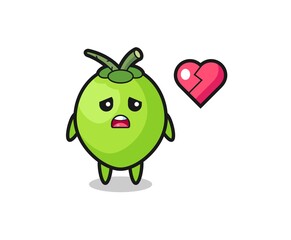 coconut cartoon illustration is broken heart