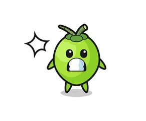 coconut character cartoon with shocked gesture