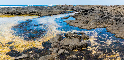Tide Pools Formed In Ancient Lava Flows on Puhili  Point, Honokohua National Historic Park, Hawaii Island, Hawaii, USA