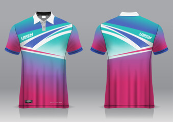 polo shirt jersey uniform design, can be used for golf, badmintonin front view, back view. jersey mockup Vector, design premium very simple and easy to customize