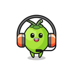 Cartoon mascot of coconut as a customer service