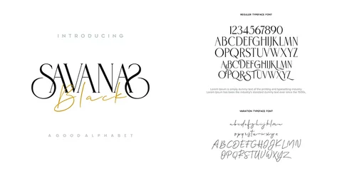 Tapeten Abstract Fashion font alphabet. Minimal modern urban fonts for logo, brand etc. Typography typeface uppercase lowercase and number. vector illustration © Luke Project