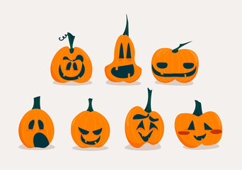 Halloween pumpkins. Cartoon vector illustration