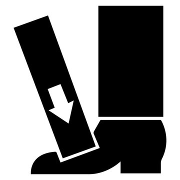 Foot Crush Force From Above Symbol Sign On White Background
