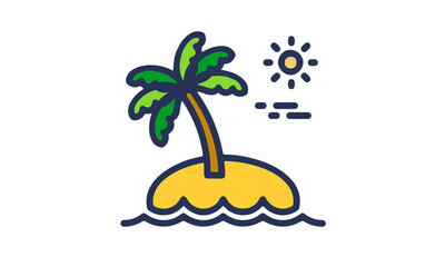 Palm Tree Sun Beach Island Illustration Vector Image Isolated