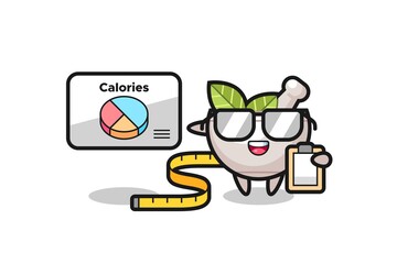 Illustration of herbal bowl mascot as a dietitian