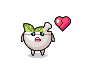 herbal bowl cartoon illustration is broken heart