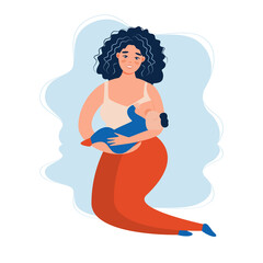 Breastfeeding - mother feeding a baby with breast. Concept vector illustration in cartoon style.
World Breastfeeding Week, 1-7 August. Concept vector illustration in cartoon style.

