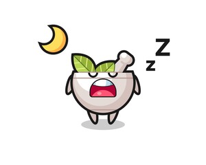 herbal bowl character illustration sleeping at night