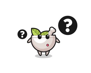 Cartoon Illustration of herbal bowl with the question mark