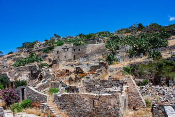 Island Spinalonga, view from village Plaka, Crete, Greece