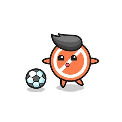 Illustration of stop sign cartoon is playing soccer