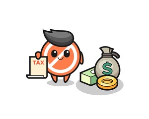 Character cartoon of stop sign as a accountant