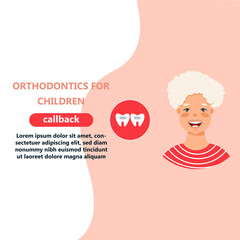 Cartoon vector illustration of Little boy with brace on his teeth 
