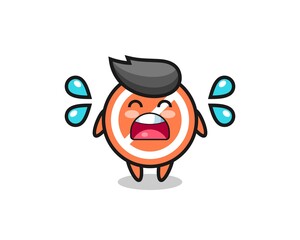 Obraz premium stop sign cartoon illustration with crying gesture
