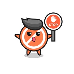 stop sign character illustration holding a stop sign