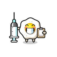 Mascot Illustration of fried egg as a doctor
