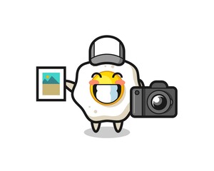 Character Illustration of fried egg as a photographer