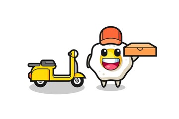 Obraz premium Character Illustration of fried egg as a pizza deliveryman