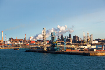Naklejka premium Refinery in Fos-sur-Mer, France. France oil industry.