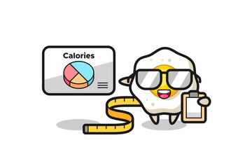 Illustration of fried egg mascot as a dietitian