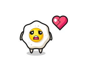 fried egg cartoon illustration is broken heart