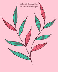 illustration with colored plant in minimalist style