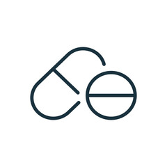 Pill and Tablet Line Icon. Medical Capsule, Vitamin and Antibiotic Linear Icon. Editable stroke. Vector illustration