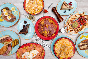 Tex-mex, Spanish and tapas food set in a fusion restaurant in Madrid