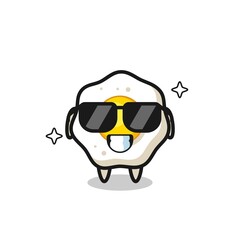 Cartoon mascot of fried egg with cool gesture
