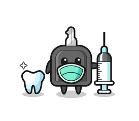 Mascot character of car key as a dentist