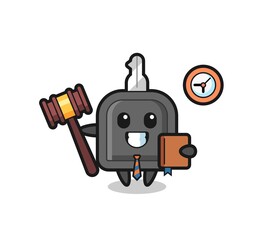 Mascot cartoon of car key as a judge