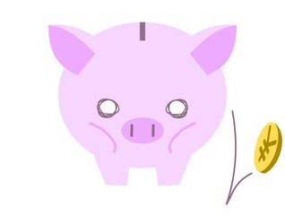 ブタの貯金箱とコイン