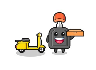 Character Illustration of car key as a pizza deliveryman