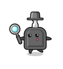 car key cartoon character searching with a magnifying glass