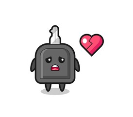 car key cartoon illustration is broken heart